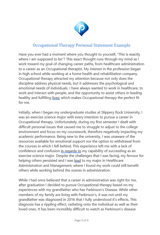 occupational therapy personal statement template