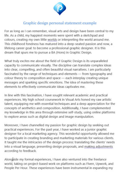 Graphic Design BA (Hons) Personal Statement Example