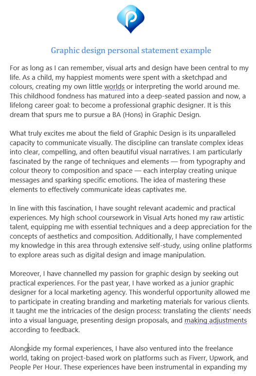 example of graphic design personal statement