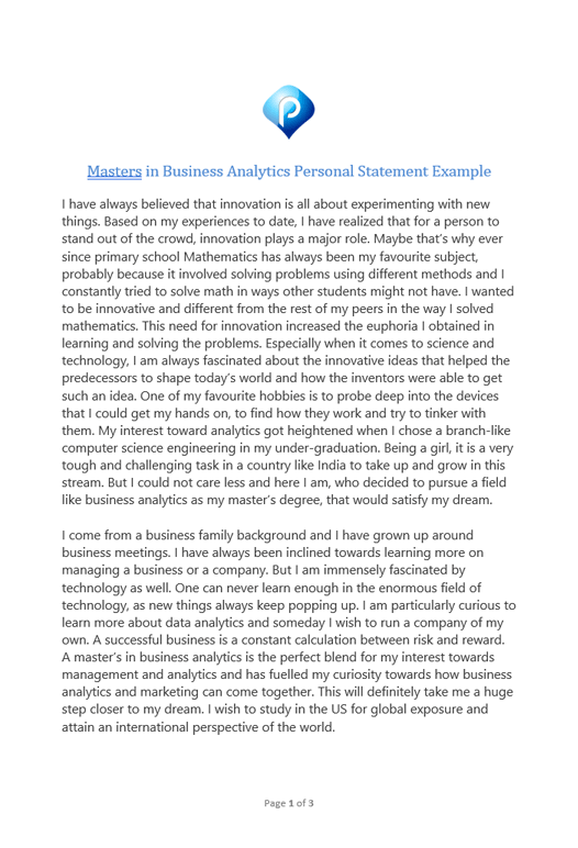 personal statement for masters in international business