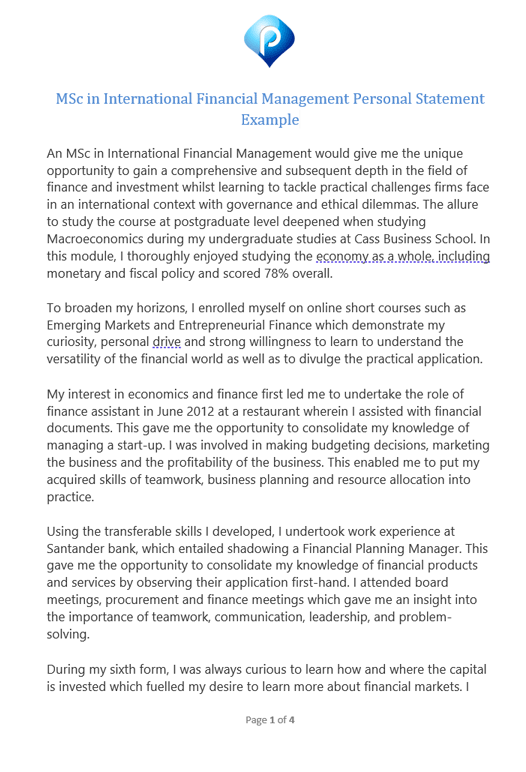 personal statement for msc business management