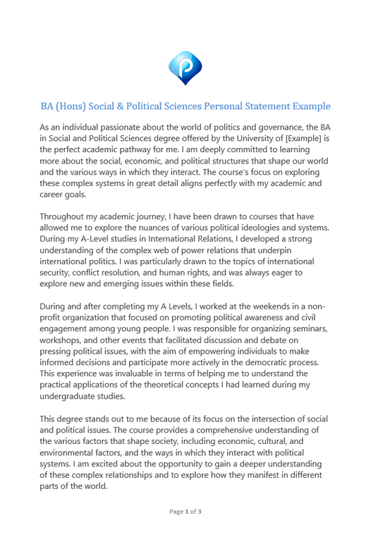 personal statement examples political science